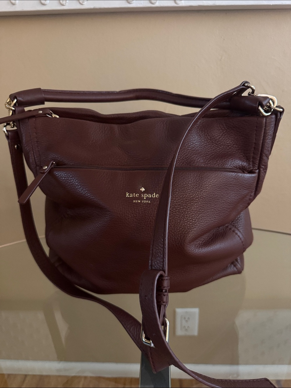 kate spade Pebbled Leather Shoulder Bag in Chestnut Brown